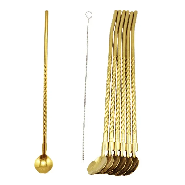 نی و قاشق شربت خوری استیل